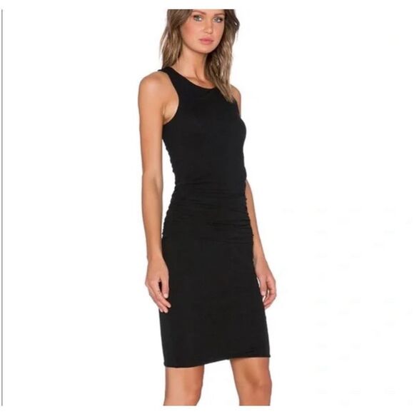 James Perse Dresses & Skirts - JAMES PERSE Ruched Belt Black Dress Size 3 EUC